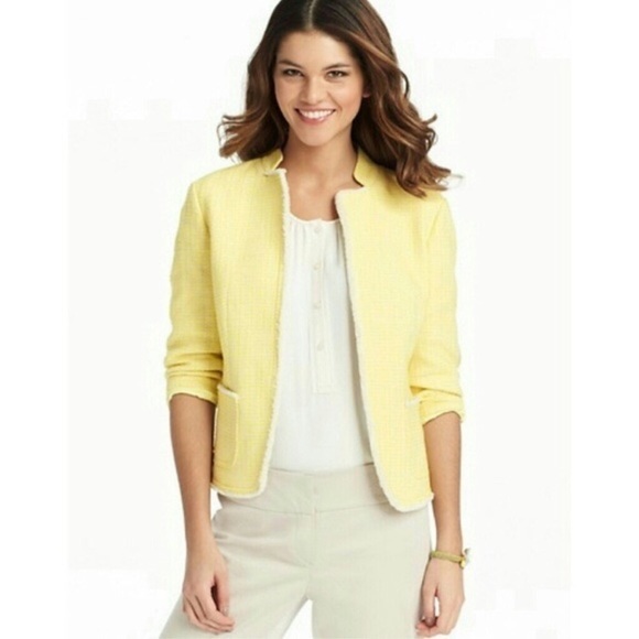 yellow tweed blazer